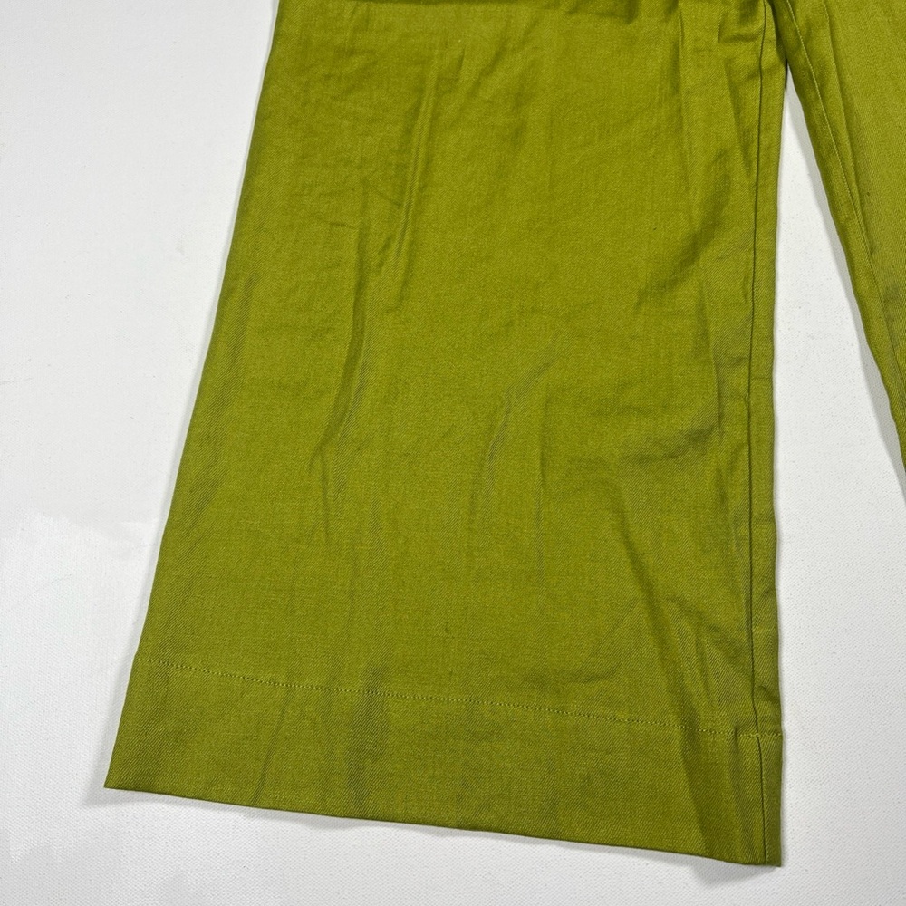 Maeve Pants The Colette Wide Leg Crop Linen Blend Yellow Green Casual Work Sz 27 - Picture 2 of 15
